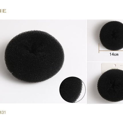 Zwarte haardonut 14 cm grote donut knot maker voor volle knot en haarstyling