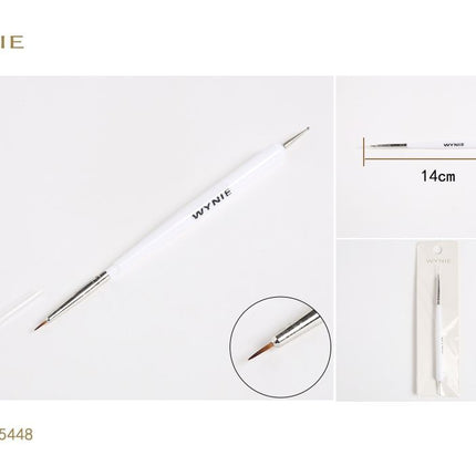 Dubbelzijdig nail art penseel 14 cm witte dotting tool voor manicure en nageldecoratie