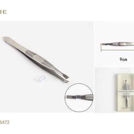 Zilverkleurige wimperpincet 9 cm roestvrijstalen pincet voor nepwimpers en oogmake-up