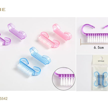 Nagelborstels set 2 stuks 6.5 cm voor manicure nagelreiniging en handverzorging kleur willekeurig