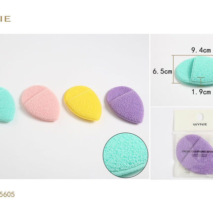 Gezichtsreinigingsspons 9.4 x 6.5 cm zachte reinigingsspons voor gezichtsverzorging en dagelijkse skincare kleurvariant willekeurig
