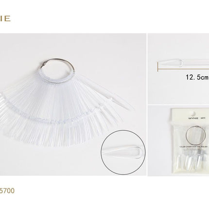 Transparante nagel kleurwaaier 12.5 cm voor nagellak display en nail art voorbeelden