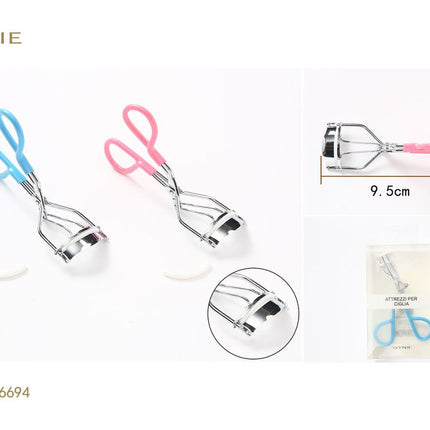 Wimperkruller 9.5 cm met gekleurde handgreep voor gekrulde wimpers en dagelijkse oogmake-up kleur willekeurig