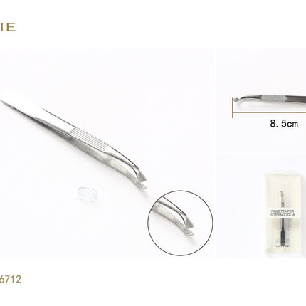 Zilverkleurige wenkbrauwpincet 8.5 cm schuine punt voor wenkbrauwen en fijne haartjes