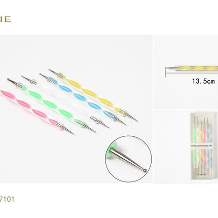 Nail art dotting tools set 5 stuks 13.5 cm dubbelzijdige pennen voor manicure en nageldecoratie