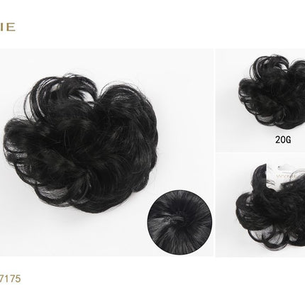 Zwarte haar scrunchie met krullen 20 g volumineuze haarwokkel voor knot staart en haarstyling