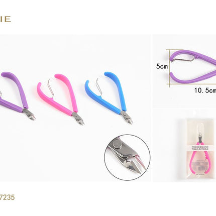 Nagelriemtang 10.5 cm met gekleurde handgreep voor manicure en nagelriemverzorging