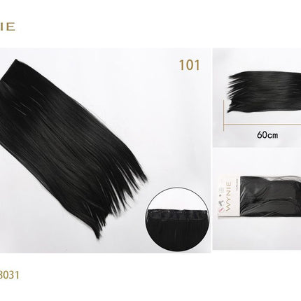 Zwarte clip in hairextension 60 cm synthetisch haarstuk voor haarverlenging volume en haarstyling
