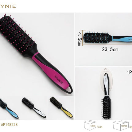Vent haarborstel 23.5 cm stylingborstel met open borstelkop voor föhnen ontwarren en haarverzorging kleurvariant willekeurig