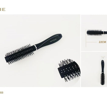 Ronde föhnborstel 22 cm zwarte stylingborstel voor volume föhnen krullen en haarstyling