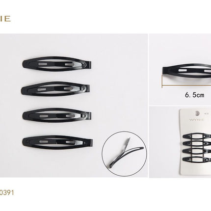 Zwarte haarclips set 4 stuks 6.5 cm metalen klikklak speldjes voor haarstyling en haaraccessoires
