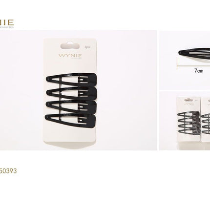 Zwarte klik klak haarspeldjes set 4 stuks 7 cm metalen haarclips voor dagelijks haarstyling