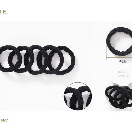 Zwarte gevlochten haarelastieken set 5 stuks 4 cm zachte elastieken voor haarstyling