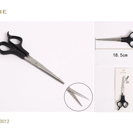 Kappersschaar 18.5 cm roestvrij staal zwarte handgreep voor haar knippen en haarstyling