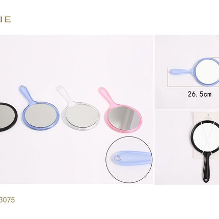 Handspiegel 26.5 x 14.5 cm ronde make-up spiegel met handvat kleur willekeurig