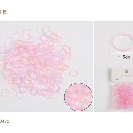 Transparante roze mini haarelastiekjes 200 stuks 1.5 cm voor vlechten staartjes en haarstyling