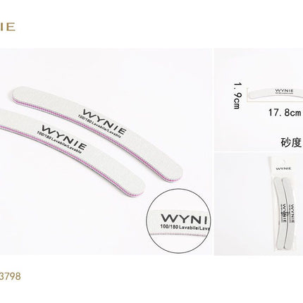 Witte gebogen nagelvijl 17.8 cm dubbelzijdige wasbare vijl voor manicure en nagelverzorging