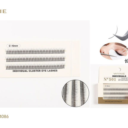 WYNIE individuele cluster wimpers C krul 10 mm valse wimpers voor DIY eyelash extension en oogmake-up