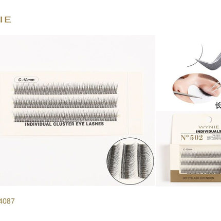 WYNIE individuele cluster wimpers C krul 12 mm valse wimpers voor DIY eyelash extension en oogmake-up