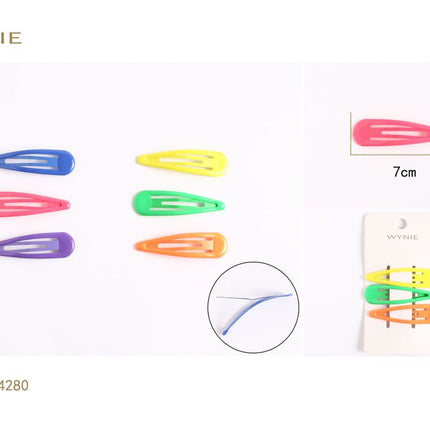 Kleurrijke haarclips set 3 stuks 7 cm metalen klikklak speldjes voor haarstyling kleurvariant willekeurig