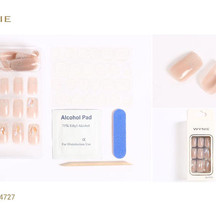Naturelkleurige kunstnagels set 28 stuks met zelfklevende pads nagelvijl en manicure accessoires
