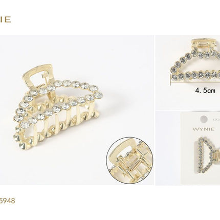Goudkleurige haarklem 4.5 cm met strass halve maan klauwclip voor haarstyling
