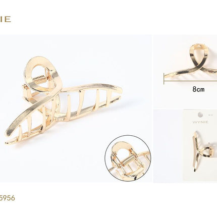 Goudkleurige haarklem 8 cm metalen klauwclip voor haar vastzetten en feestelijke haarstyling