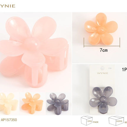 Bloem haarklem 7 cm transparante klauwclip voor haarstyling en opsteekkapsels kleurvariant willekeurig