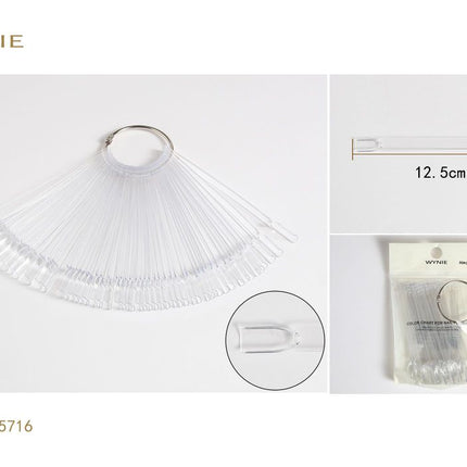 Transparante nagel kleurwaaier 12.5 cm voor nagellak display en nail art voorbeelden