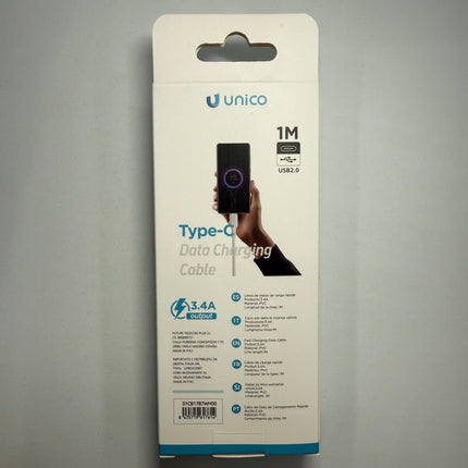 USB-A naar USB-C data- en oplaadkabel 1 m – 3.4A snelladen (Unico)