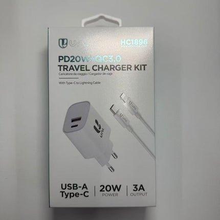 USB-A & USB-C snellader 20W met Type-C naar Lightning kabel – PD & QC 3.0 (Unico)