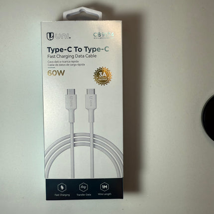Uni USB-C naar USB-C Kabel 60W 1m – Snelladen 3A & Dataoverdracht – Type-C to Type-C