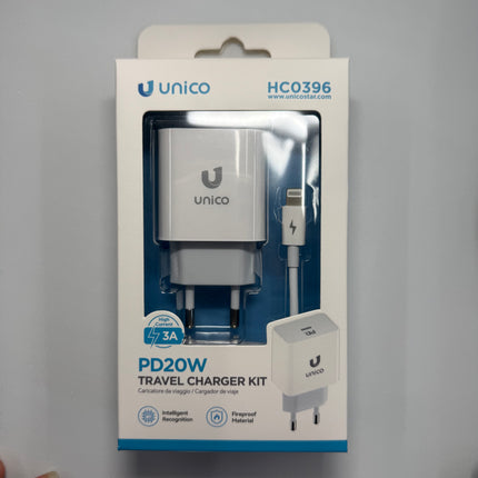 USB-C snellader 20W met Type-C naar Lightning kabel – Power Delivery (Unico)
